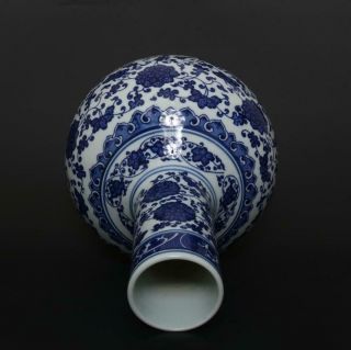 Finely Antique Chinese Porcelain Blue and White Vase Qianlong Marked - flower 34cm 4