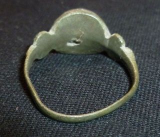 VIKING Bronze RING with Clear and Blue Gem - Circa 7th - 9th Century AD /939 9