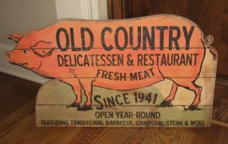 Big Meat Market Pig Trade Sign Primitive Farmhouse/french Country Kitchen Decor