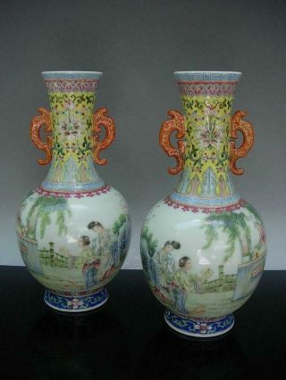 Antique Chinese Famille Rose Vases,  Republic Period