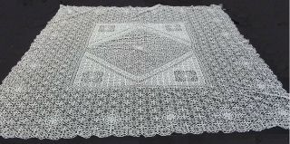 Vintage Bedspread Coverlet Bed Cover Lace Handmade Italian Tatting Chiacchierino