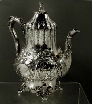 Eoff & Shepard Silver Coffee Pot C1855 Chinese Style