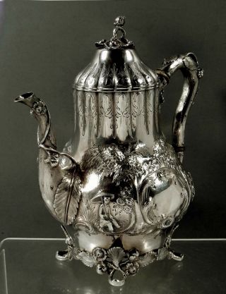 Eoff & Shepard Silver Coffee Pot c1855 Chinese Style 5