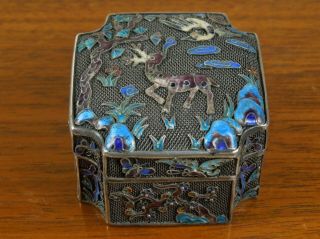 Fine Late Qing Dynasty Chinese Export Silver Mesh & Enamel Box,  Ca.  1910 $250,