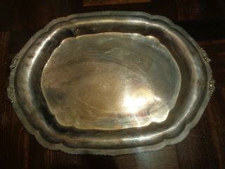 EARLY VICTORIAN ANTIQUE SILVER CRESTED TRAY 2500GRS 2