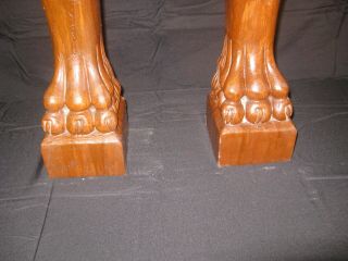 OUTSTANDING CARVED LIONS IN SOLID OAK - COLUMNS - GREAT FOR BAR OR MANTLE 5