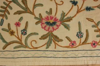 Vintage crewelwork wool bedspread bed cover spread French old coverlet 88 X 66 8