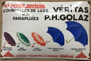 French Enamel On Cast Iron Umbrella Advertising Sign