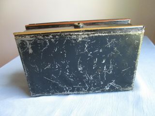 ANTIQUE METAL DOCUMENT CASH MONEY LOCK BOX Verhampton Complete W/Key No Reser. 7