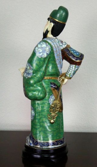 Large Chinese Gilded Cloisonne Figure of a Warrior With Dragon Glaive Polearm 5