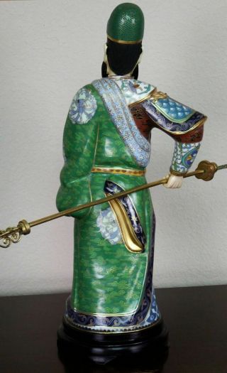 Large Chinese Gilded Cloisonne Figure of a Warrior With Dragon Glaive Polearm 7