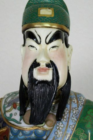 Large Chinese Gilded Cloisonne Figure of a Warrior With Dragon Glaive Polearm 9