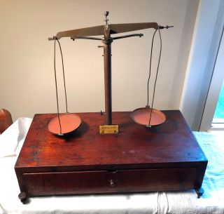 Antique Equal - Arm Beam Scale Apothecary Scale By Becker 