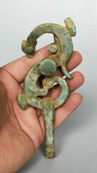 China Warring States Period Royals Noble Cloth Hook Bronze Belt Dragon Statue 带钩 4