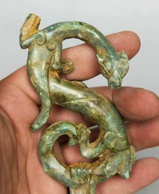 China Warring States Period Royals Noble Cloth Hook Bronze Belt Dragon Statue 带钩 6