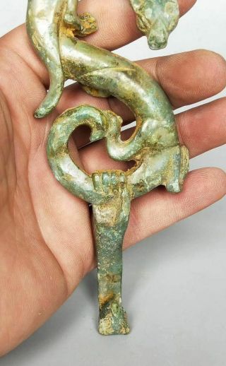 China Warring States Period Royals Noble Cloth Hook Bronze Belt Dragon Statue 带钩 7