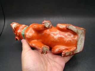 Chinese Qian Long (1736 - 1795) period one pair red glazed porcelain dogs u6899 7