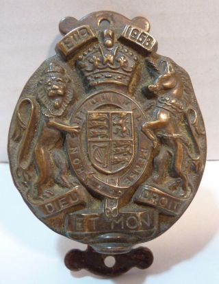 Old United Kingdom Coat Of Arms Interior Door Knocker Sml Decorative Brass Brnz