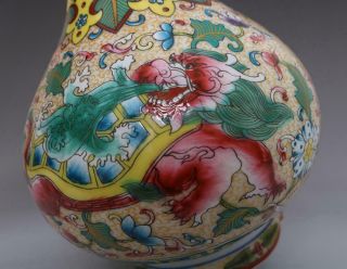 Antique Chinese Porcelain Kylin Famille - Rose Vase Qianlong Marked 9