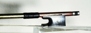 Old violin bow stamped Albert Paquotte A Paris weight 62.  5g.  in immediately play 2