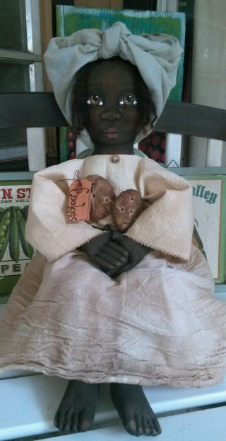 Primitive Black FoLk ArT Doll 28 Inches Hand Painted 7