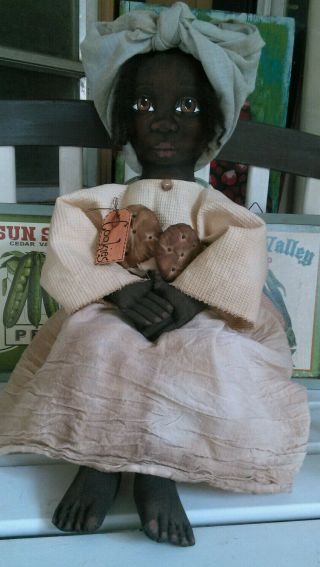 Primitive Black FoLk ArT Doll 28 Inches Hand Painted 8