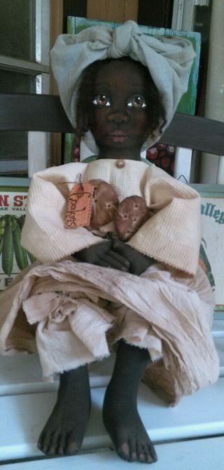 Primitive Black FoLk ArT Doll 28 Inches Hand Painted 9