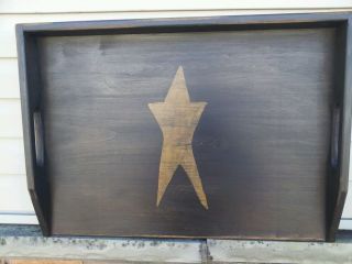 Primitive Stove Cover Noodle Board Hand Crafted Black W/ Single Loop Sided Star