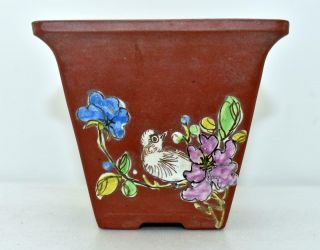 Antique Vintage Chinese China Yixing Enamel Bonsai Pot Pottery Terracotta Zisha 5