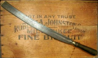 Primitive Antique Machete W/ Brass Ferrule Old Vtg Corn Knife Farm Barn Tool