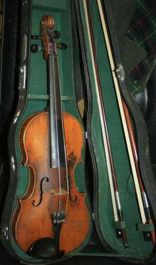 Old antique full size violin with case and 2 bow 2