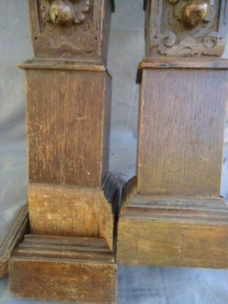 TWO 17TH CENTURY OAK CARVED FIGURE PANEL RAILS SUPPORTS 4