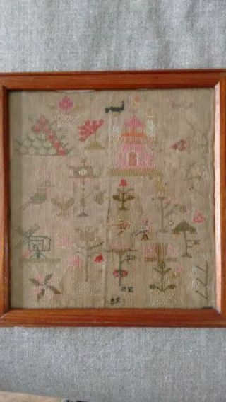 Rare Antique Embroidery / Cross Stitch Sampler From About 1843