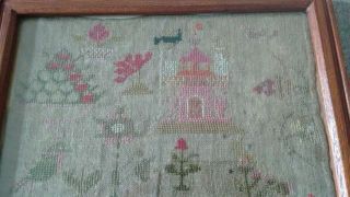 Rare Antique Embroidery / Cross Stitch Sampler from about 1843 2