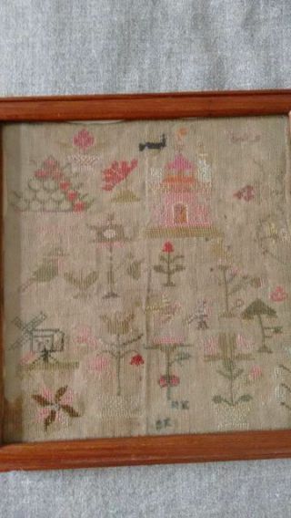 Rare Antique Embroidery / Cross Stitch Sampler from about 1843 4