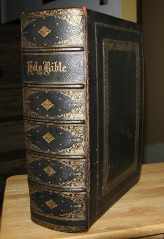 Massive Antique C1880 Catholic Holy Bible Douay Rheims 15 1/2 " Tall 23lbs.