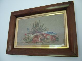 Antique Victorian Scottish Needlepoint Embroidery Tapestry