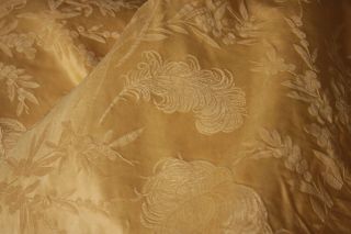 Gold Skirt Silk French Victorian 1850 Yellow Feather Plume Pattern 29 inch waist 10