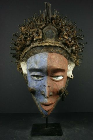 Afican Nkisi Nail Fetish Mask - Bacongo - D.  R.  Congo African Tribal Art Primitif