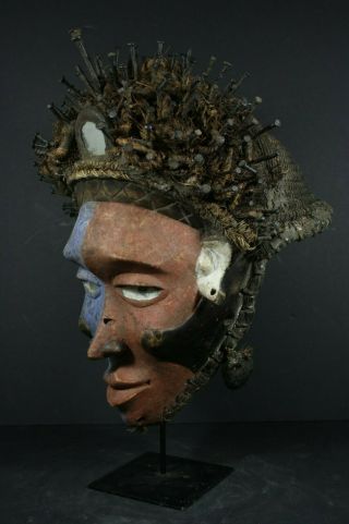 Afican NKISI Nail Fetish Mask - BACONGO - D.  R.  Congo AFRICAN TRIBAL ART PRIMITIF 3