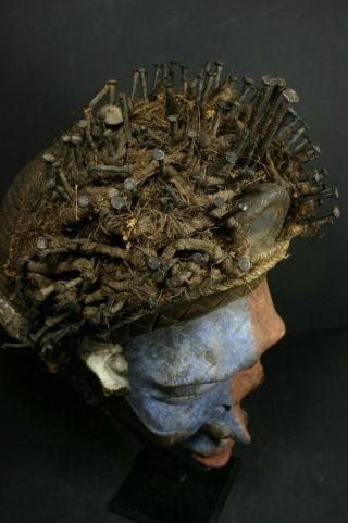 Afican NKISI Nail Fetish Mask - BACONGO - D.  R.  Congo AFRICAN TRIBAL ART PRIMITIF 4