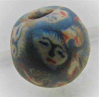 15th - 16th Century Ad Ancient Islamic Mosiac Glass Face Bead.