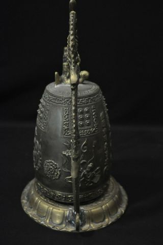 Antique Japanese Bronze Dragon Incense Burner/Bell W/ Buddhist Deities & Psalm 2