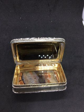 19Th Silver Sterling Agate PillBox Box Nathaniel Mills Birmingham 7