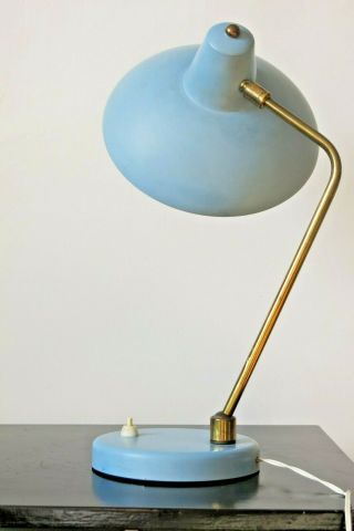 Vintage Mid Century Modern Pale Blue Adjustable Desk Lamp 5