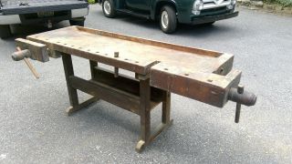 Antique Woodworkers Bench C.  1800 