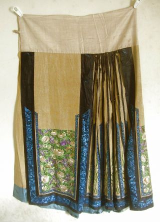 Antique Skirt FLOWER & BUTTERFLY Chinese Silk Embroidery Textile 2
