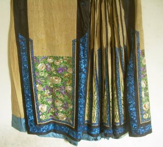 Antique Skirt FLOWER & BUTTERFLY Chinese Silk Embroidery Textile 3