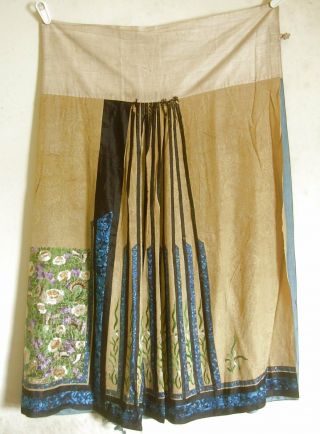 Antique Skirt FLOWER & BUTTERFLY Chinese Silk Embroidery Textile 6