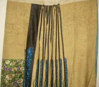 Antique Skirt FLOWER & BUTTERFLY Chinese Silk Embroidery Textile 8